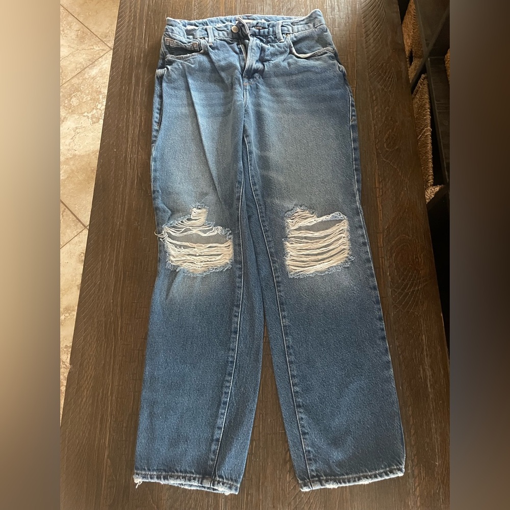 Good American Relaxed Blue Distressed Jeans